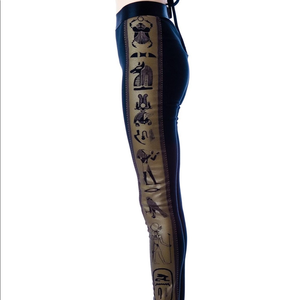 Egyptian design zip-up leggings